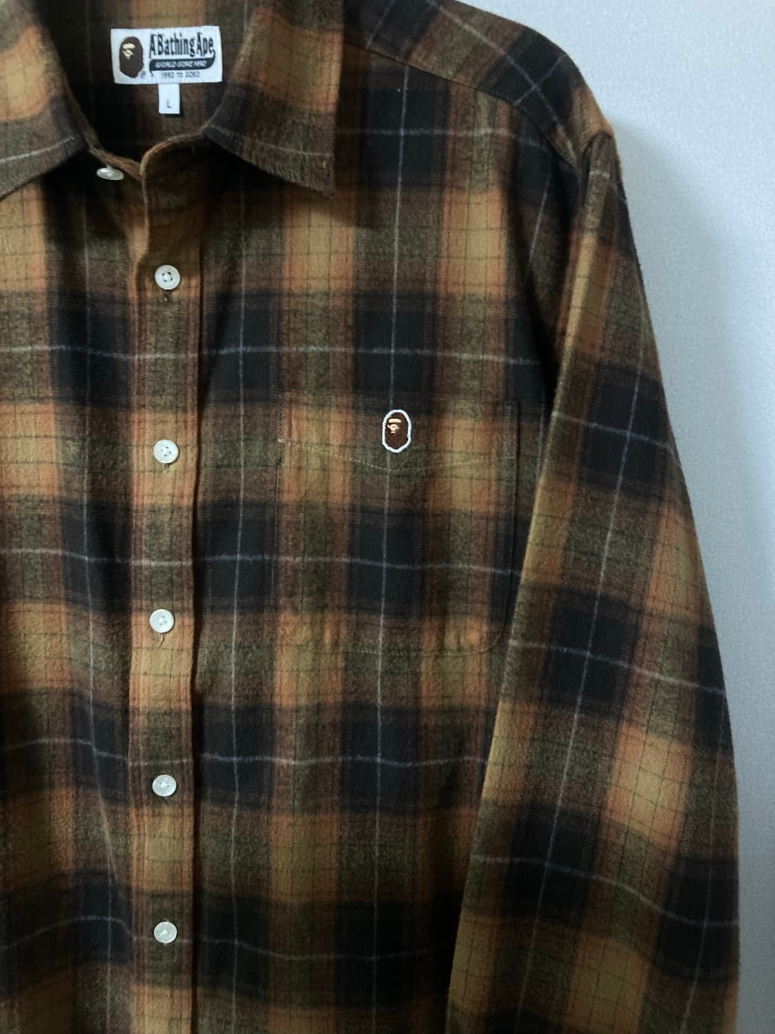 [BAPE] 베이프 에이프 헤드 원포인트 플란넬 체크 셔츠 상품이미지5