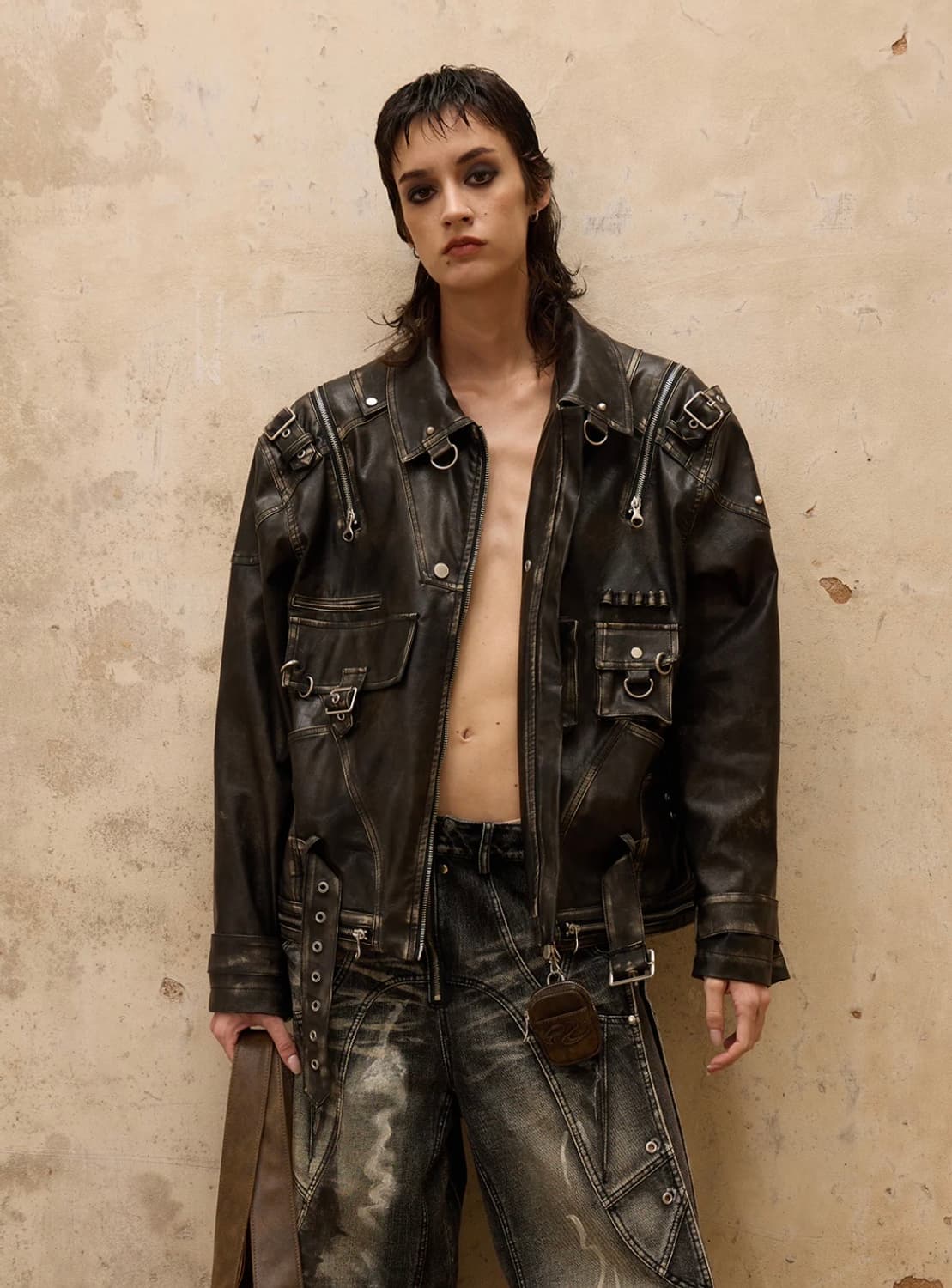 PERSONSOUL VINTAGE BRUSH LEATHER JACKET 상품이미지1
