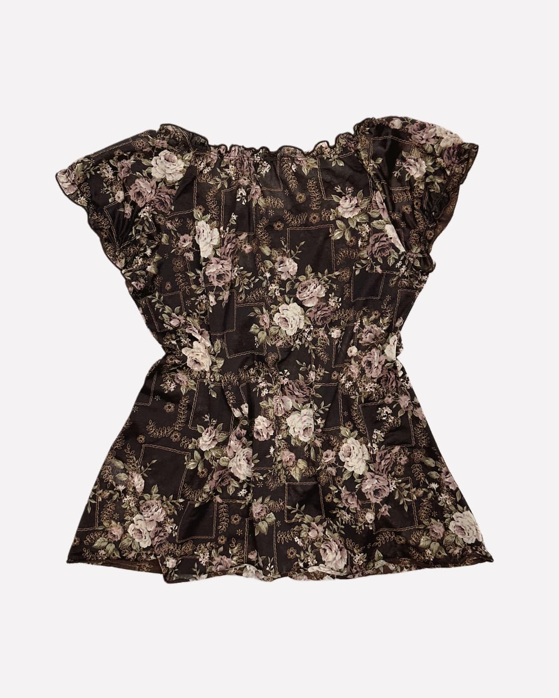 brown rose frill ribbon top 상품이미지4