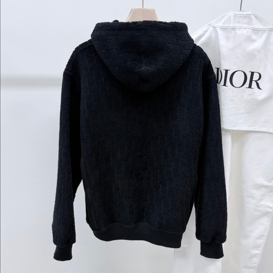 [S+급/3XL] 25SS 디올 오블리크 코튼 테리 후드티 블랙 상품이미지4