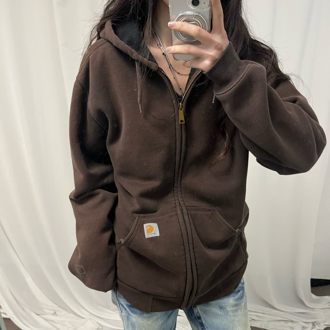 Carhartt Brown Thermal Hoodie Zip-up 상품이미지3