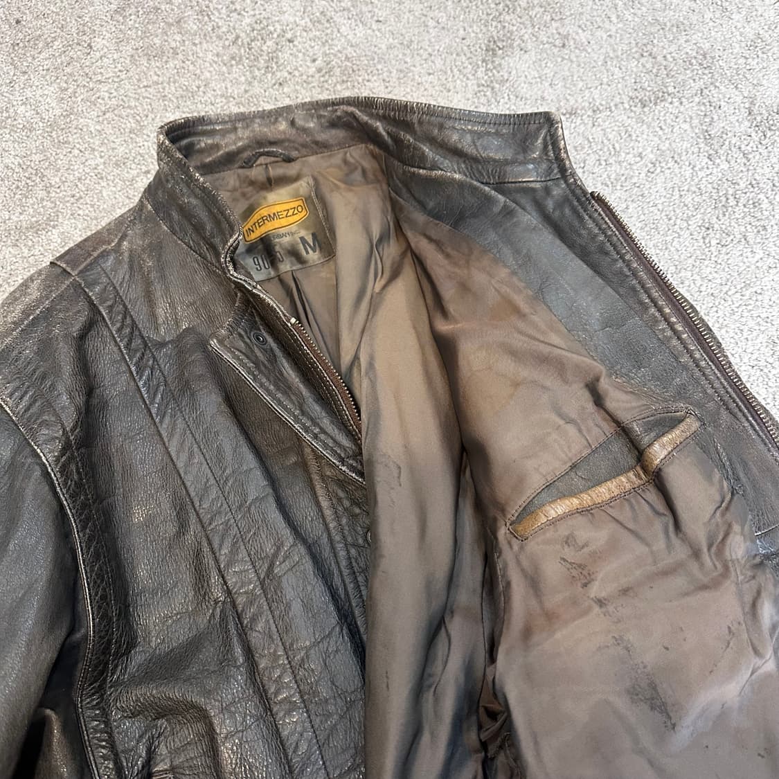 인터메조 브라운 소가죽 봄버 자켓M-L 상품이미지4