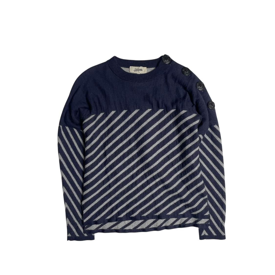 장폴고티에 네이비 버튼 스트라이프 니트 (italy)   상품이미지1