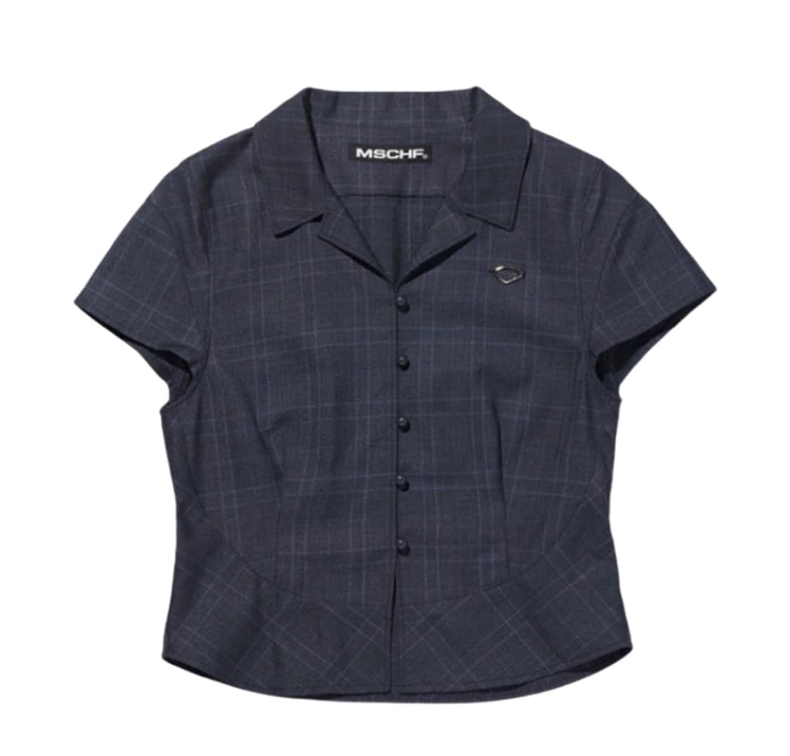 미스치프 체커드 숏슬리브 네이비 L 상품이미지1