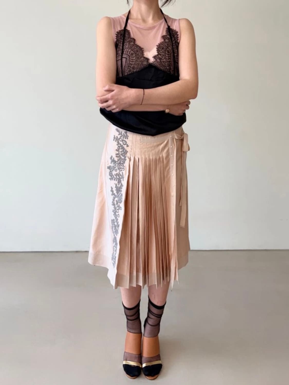 Essentiel Antwerp skirt 비즈 자수 플리츠 스커트 상품이미지2