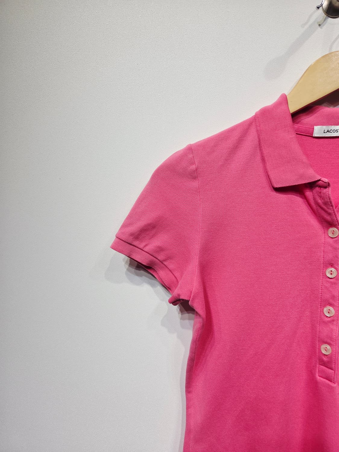 라코스테. 여자 핑크 반팔 폴로티_호칭36 상품이미지2