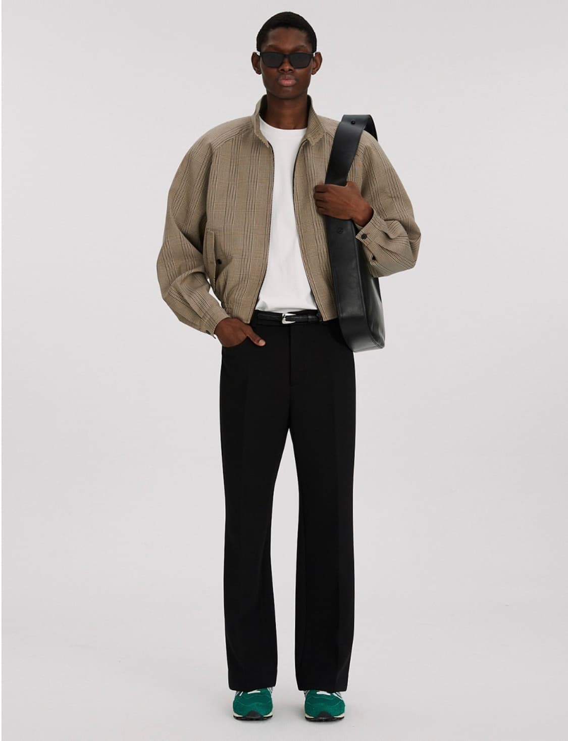 렉토 글렌체크 해링턴 숏 울 자켓 블루종 M 상품이미지3