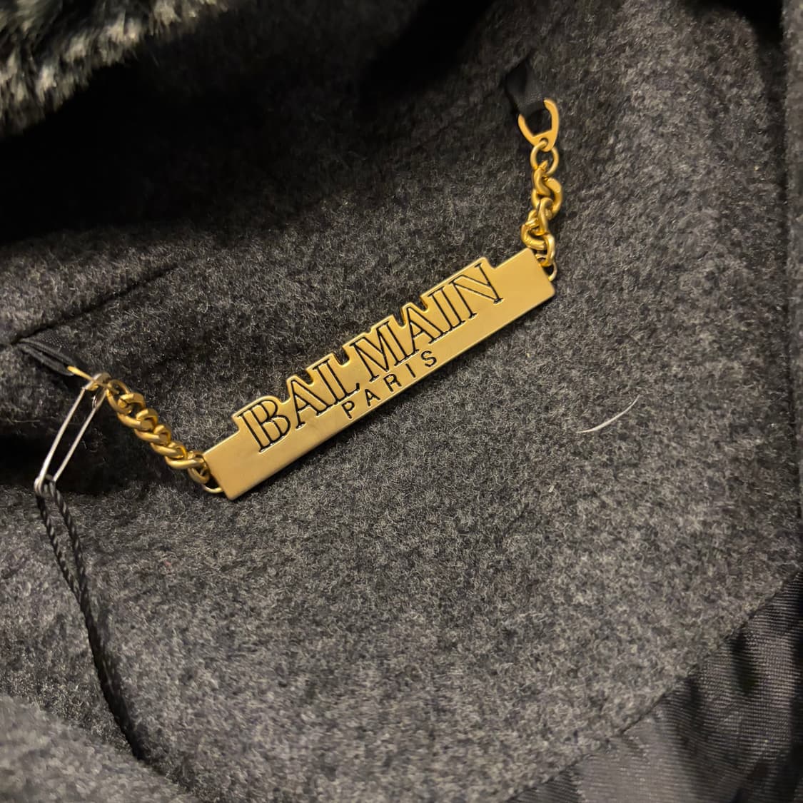 발망 파리 후드 케이프 모직 챠콜 퍼 코트 D373 상품이미지4