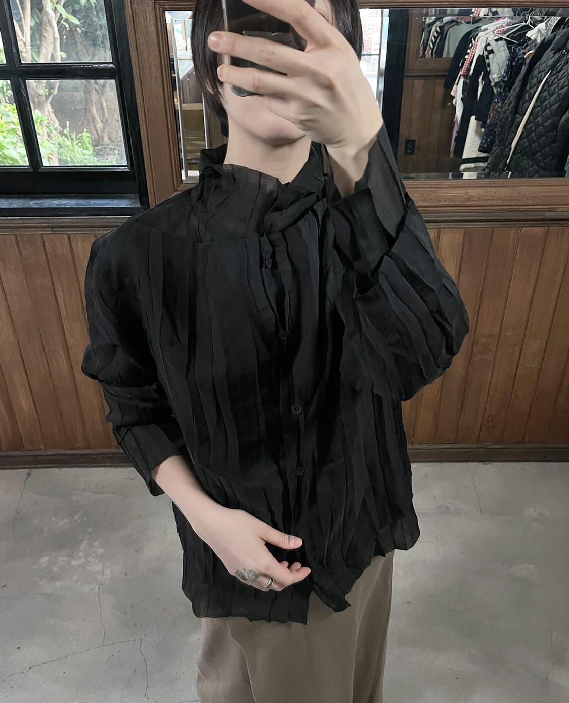 ISSEY MIYAKE sheer pleated lap blouse 상품이미지2