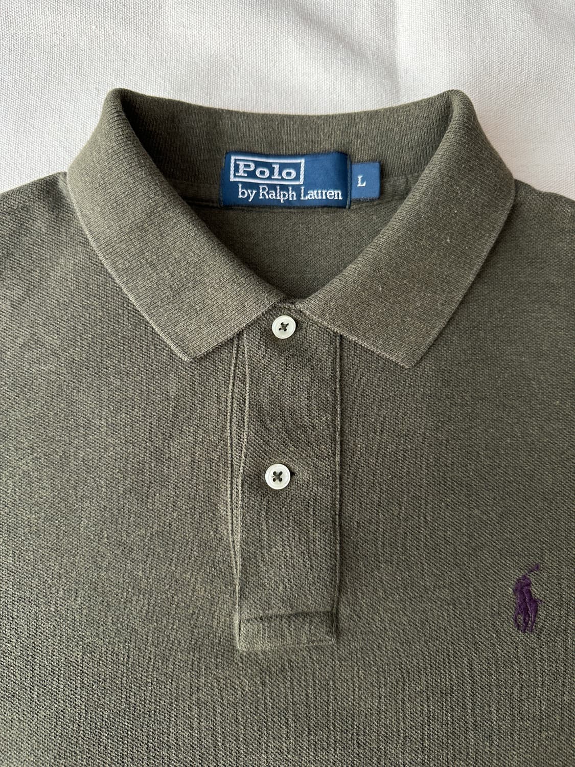 폴로 랄프로렌 올리브그린 퍼플포니 피케 긴팔 카라티 L 상품이미지3