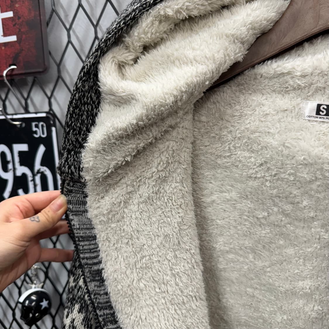 JPN VINTAGE 빈티지 사슴 코위찬 니트 후드 집업 자켓 그레이 상품이미지6