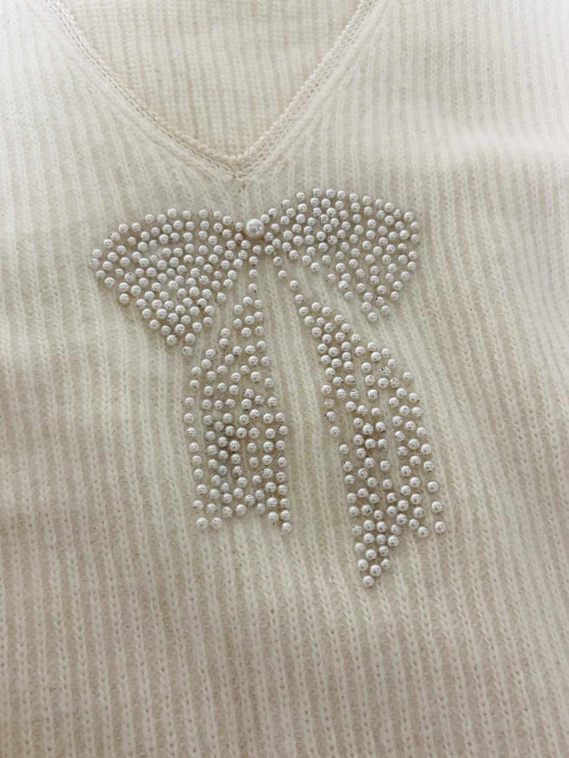 paserio 달천깔 진주리본 뽀송 니트 상품이미지1