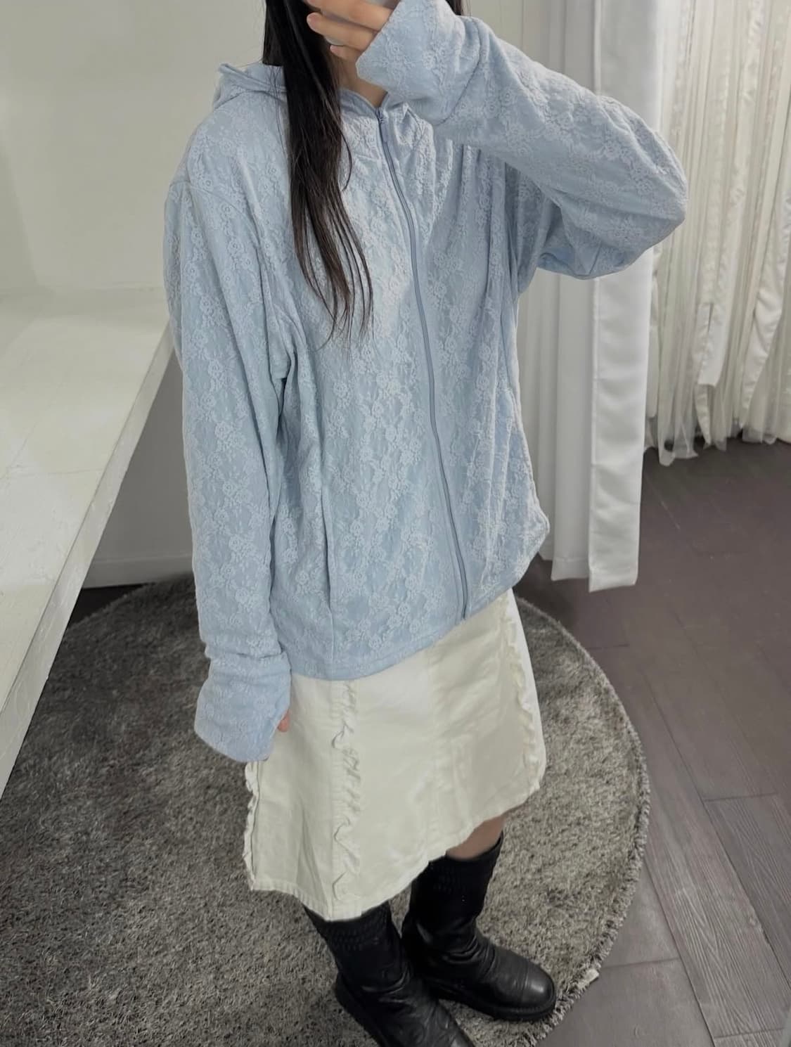 Blue lace hood zipup 상품이미지4