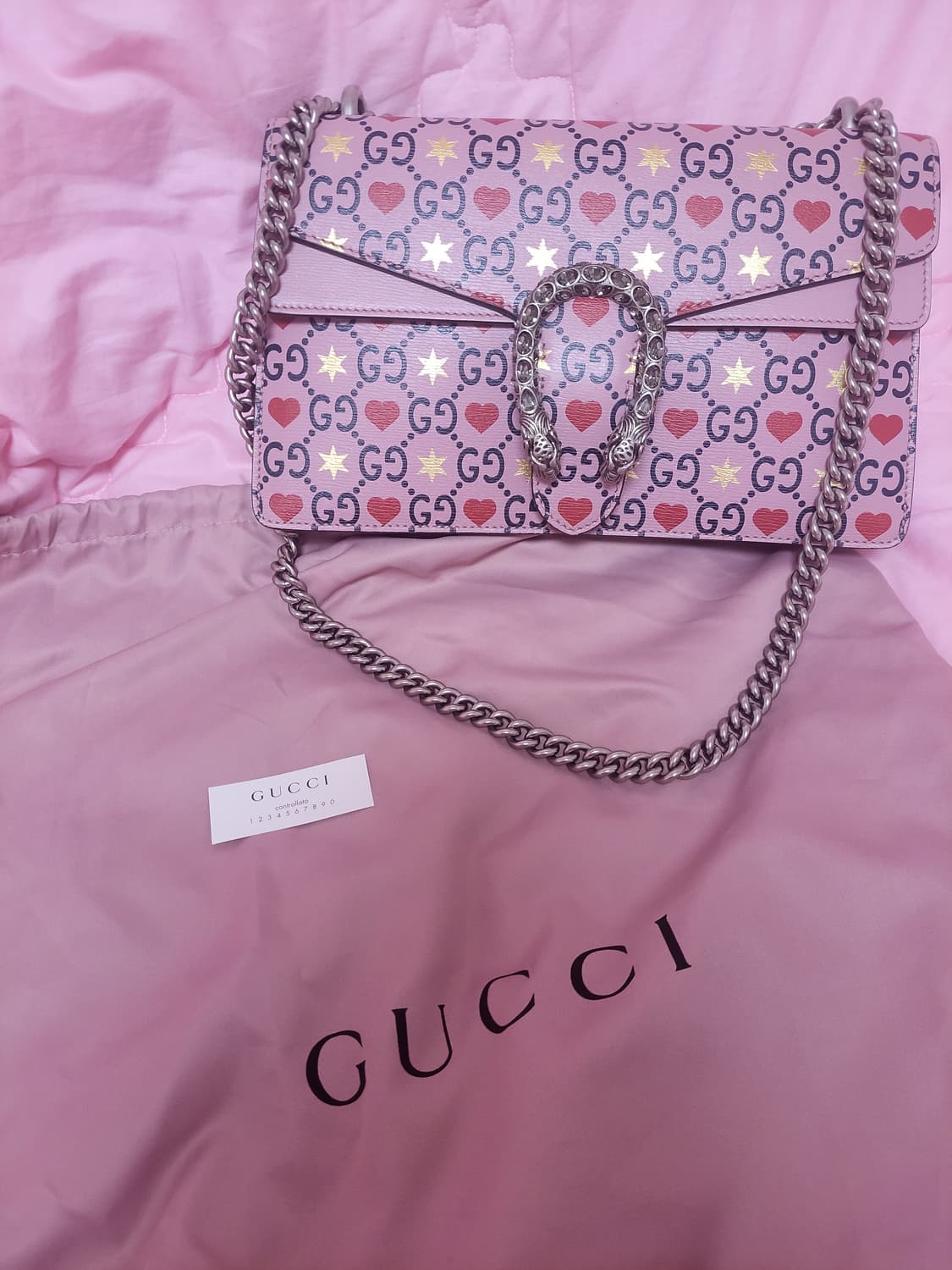 정품)급처새상품미사용!구찌 발렌타인한정판 디오니소스 핑크 공주가방 숄더백 상품이미지3