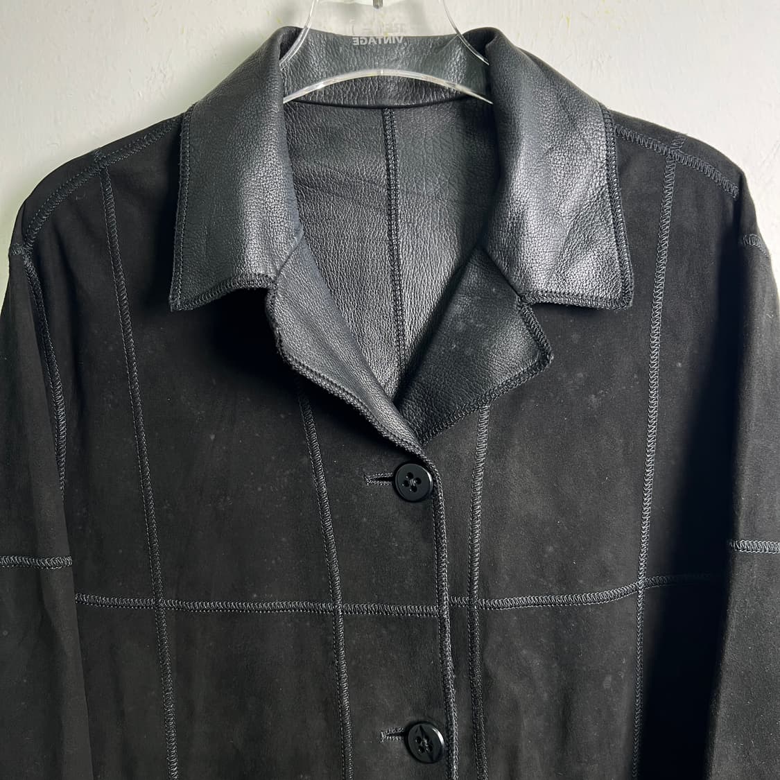 VTG 빈티지 블랙 스웨이드 레더 리버시블 코트 46 상품이미지3