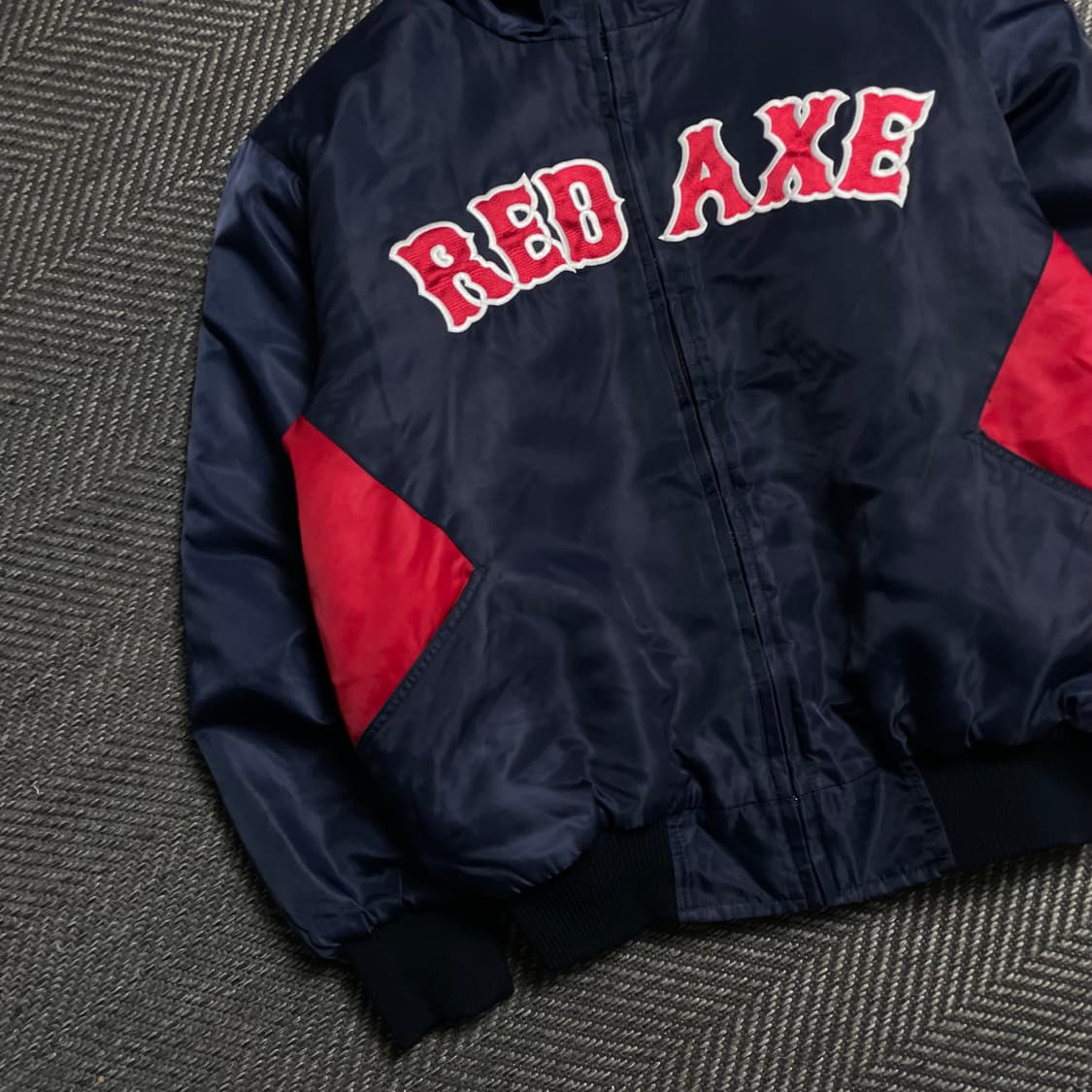 90s EXCLU 올드스쿨 Red Axe 바시티 베이스볼 자켓y 5735 상품이미지4