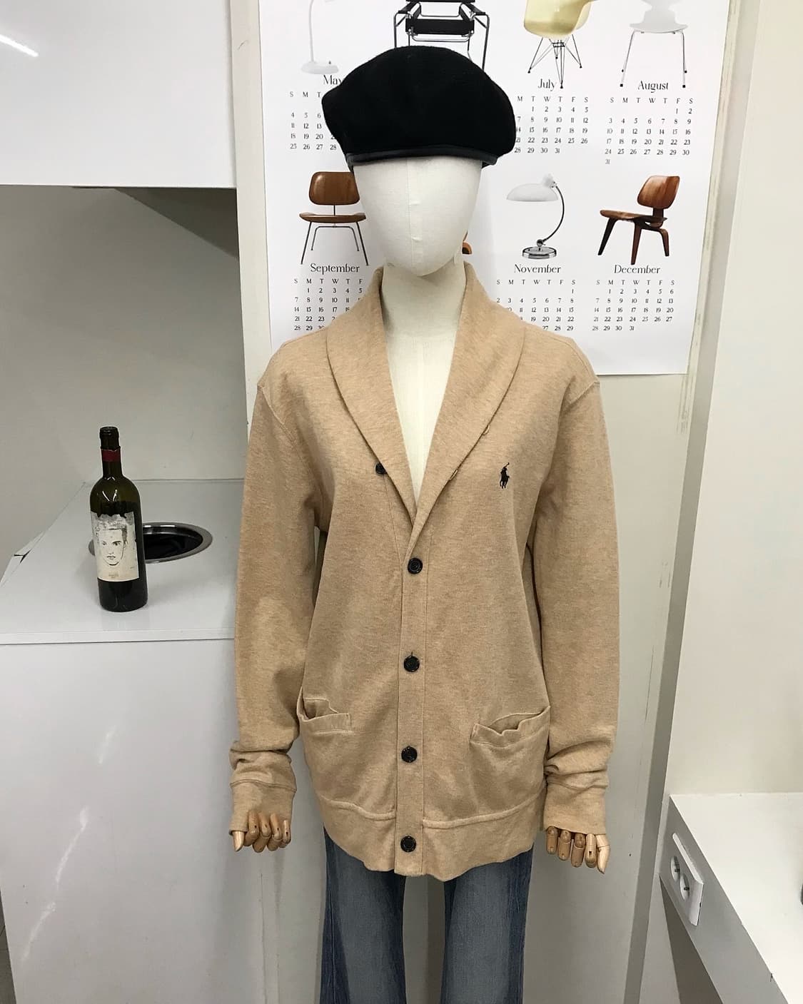 폴로 숄카라 베이지 가디건 상품이미지5