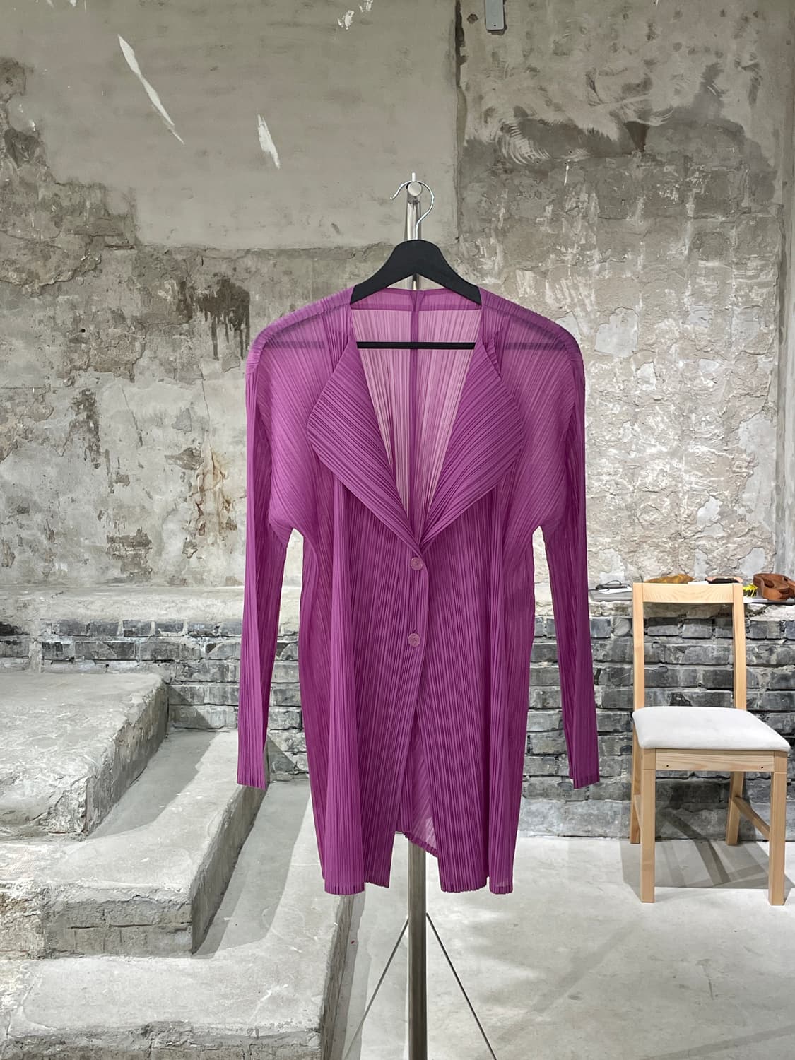 플리츠 플리즈 퍼플 2B 폴리에스터 셔츠 상품이미지1