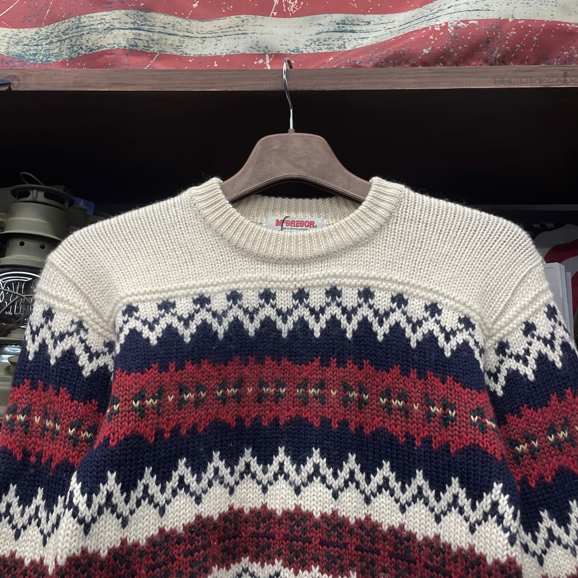 90s 맥그리거 패턴 케이블 라운드 넥 니트 스웨터 상품이미지3
