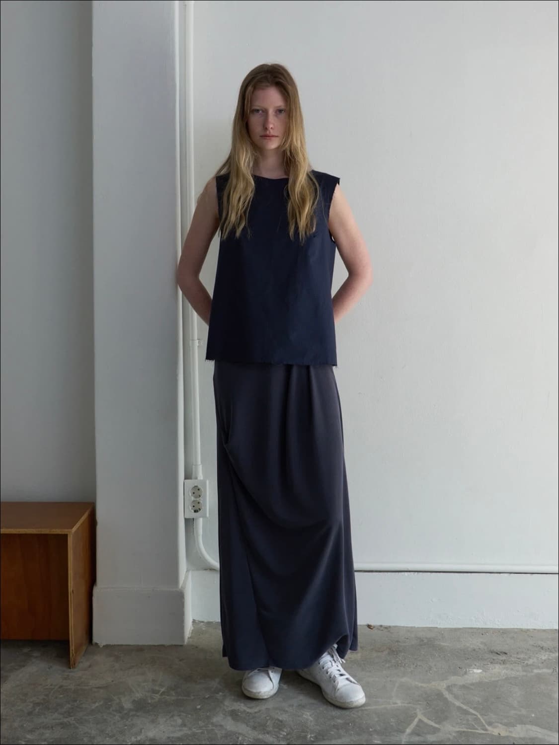 Pica DRAPED MAXI SKIRT (navy) 상품이미지2
