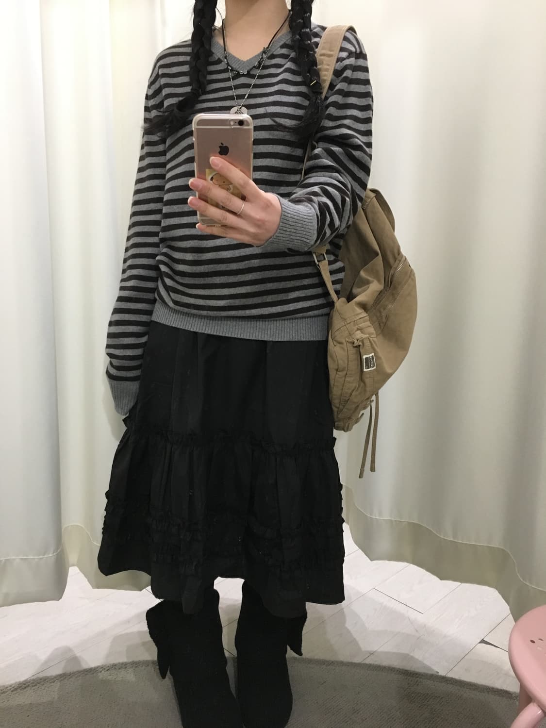 Back number brown stripe knit  상품이미지1