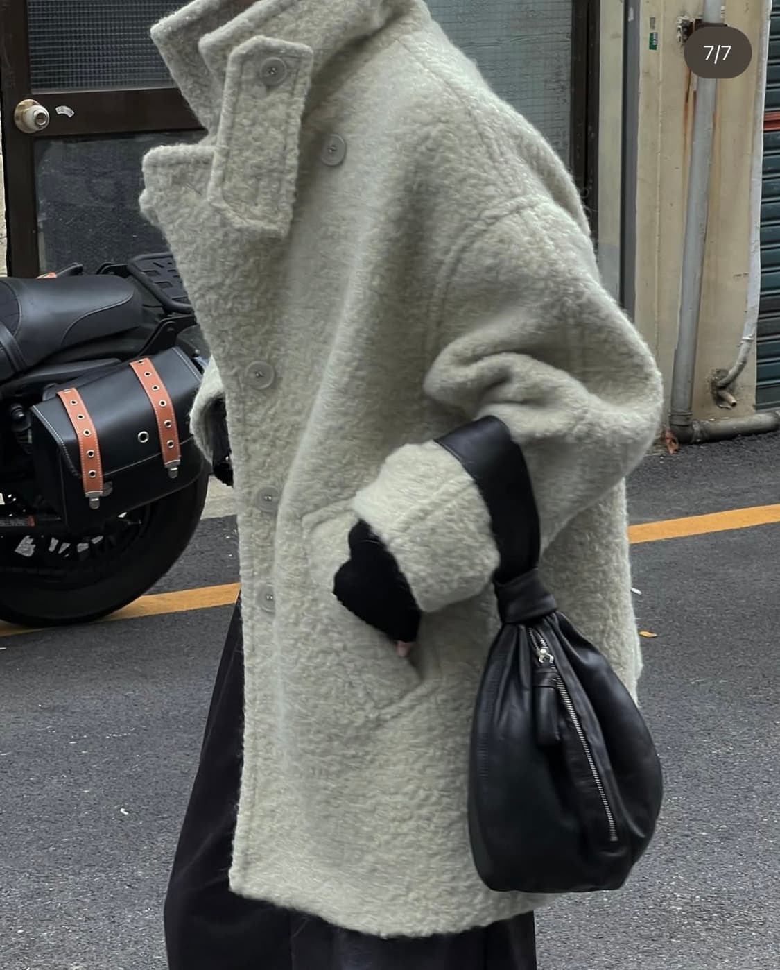 트리밍버드 알파카 피코트 블랙 판매 상품이미지5