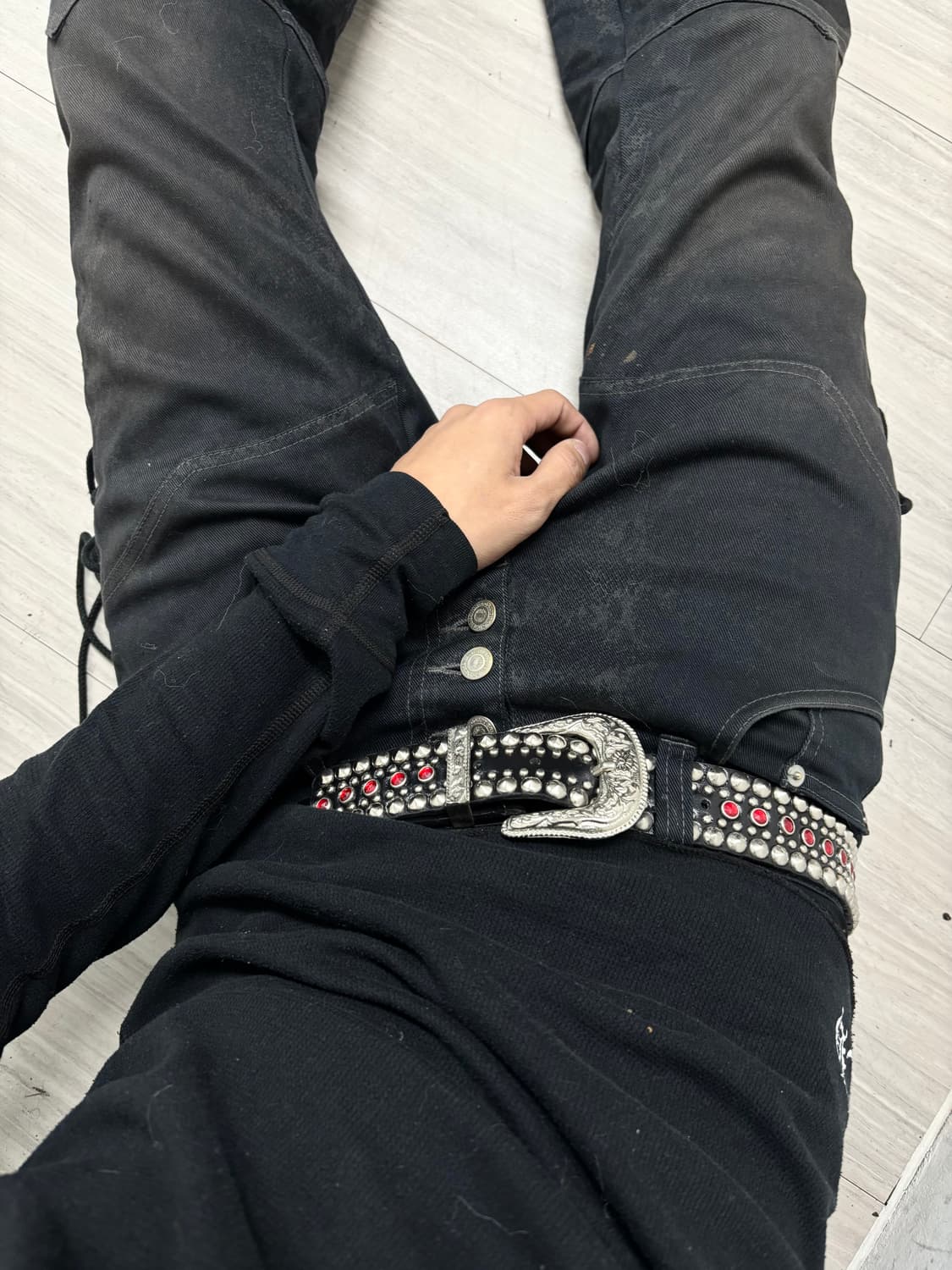 [ACC]Red Cubic&Stud Detail Belt 상품이미지8