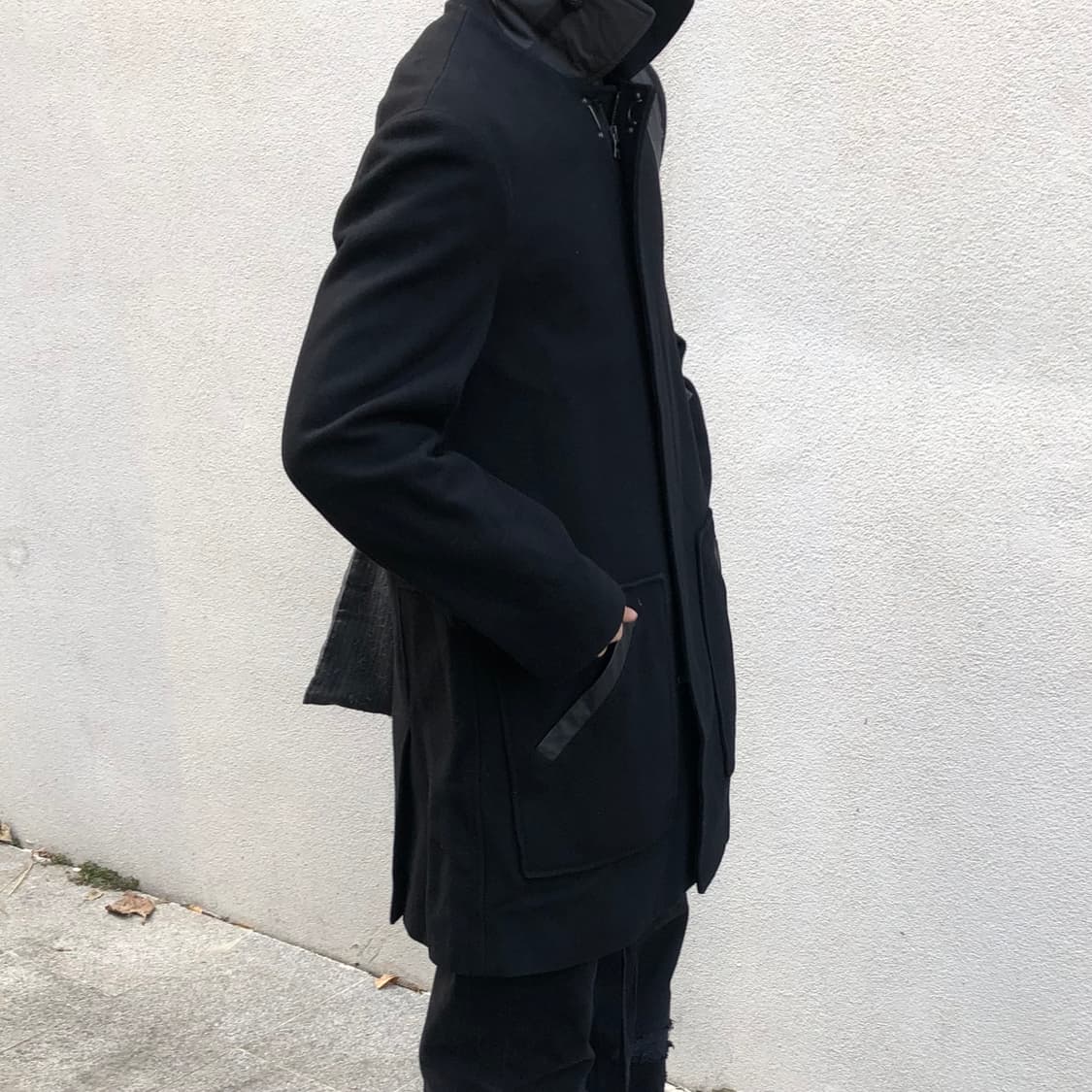 아르마니 하이넥 레더 포켓 코트 상품이미지1