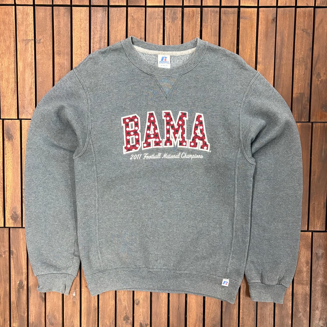 (S) 러셀 자수 로고 라운드 기모 맨투맨 상품이미지1