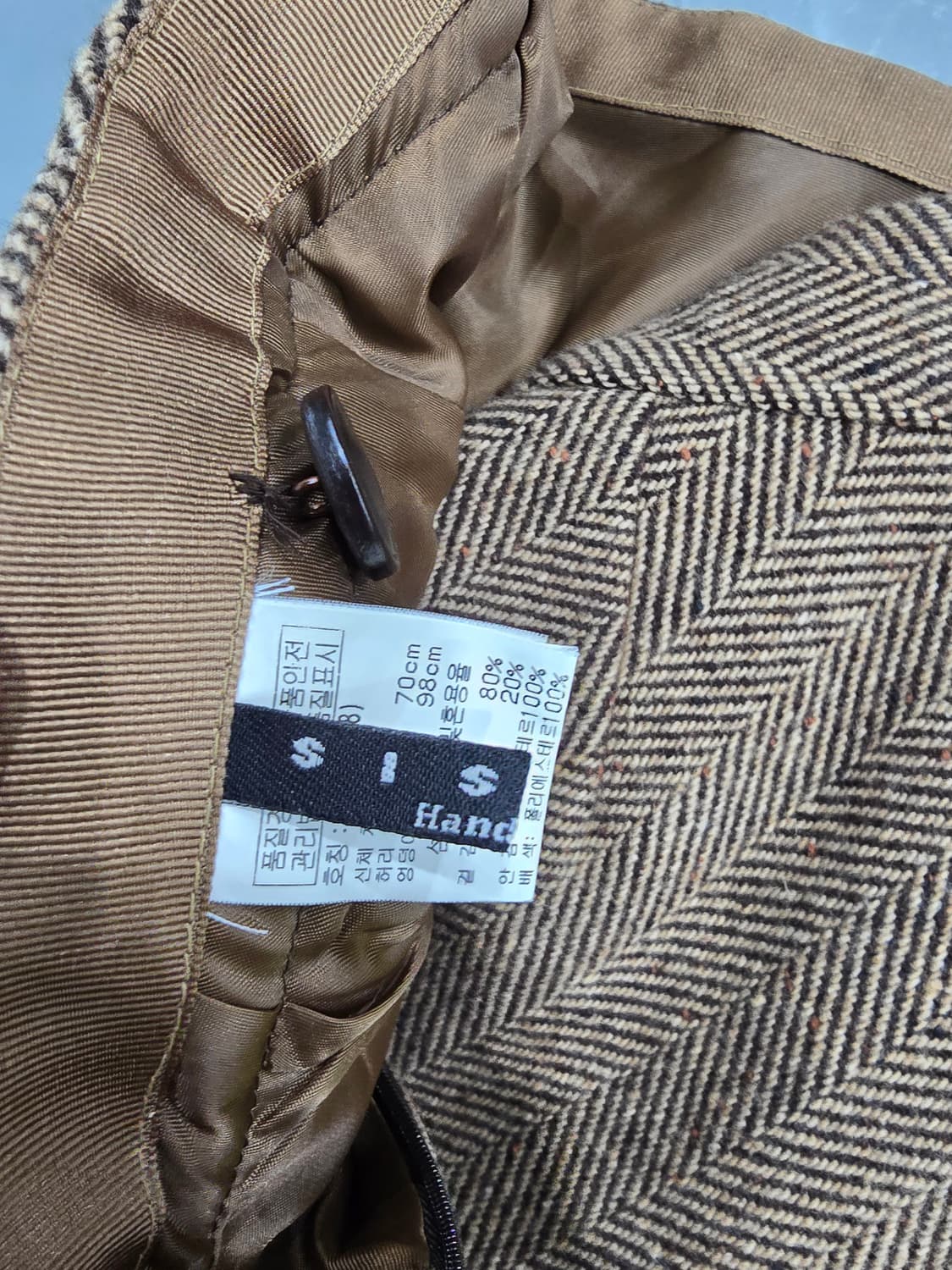 SISLEY HANDMADE 헤링본 브라운 미니스커트 상품이미지7