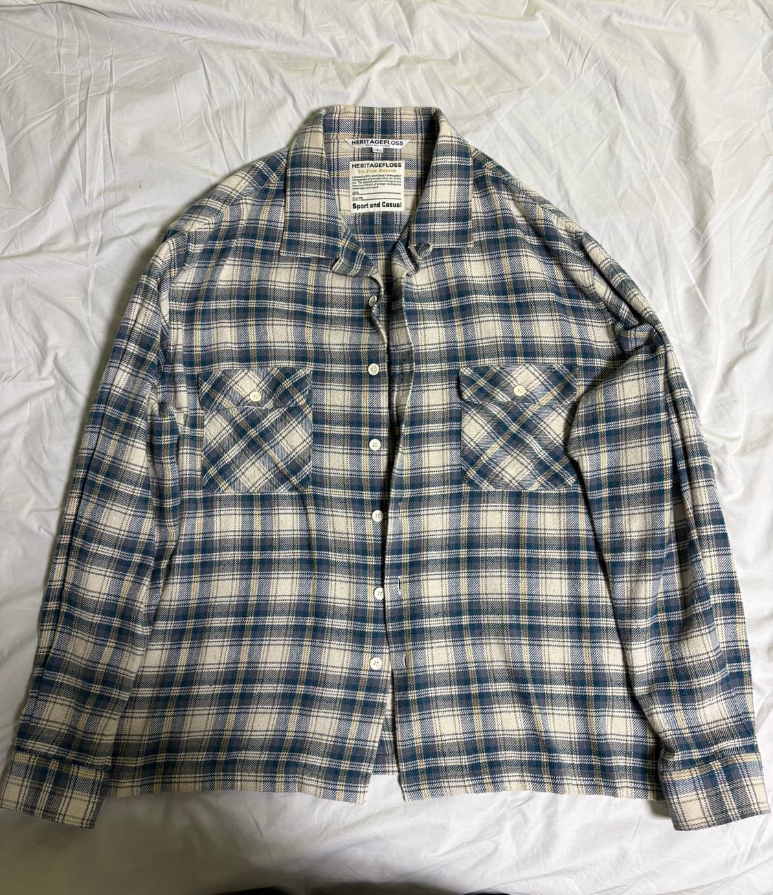 헤리티지플로스 원워시드 플란넬 셔츠 아이보리 L 상품이미지1