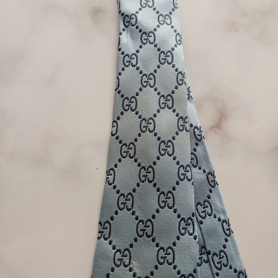 구찌 실크 스카이블루 GG 패턴 넥타이 8.9cm B등급 A18312
 상품이미지7