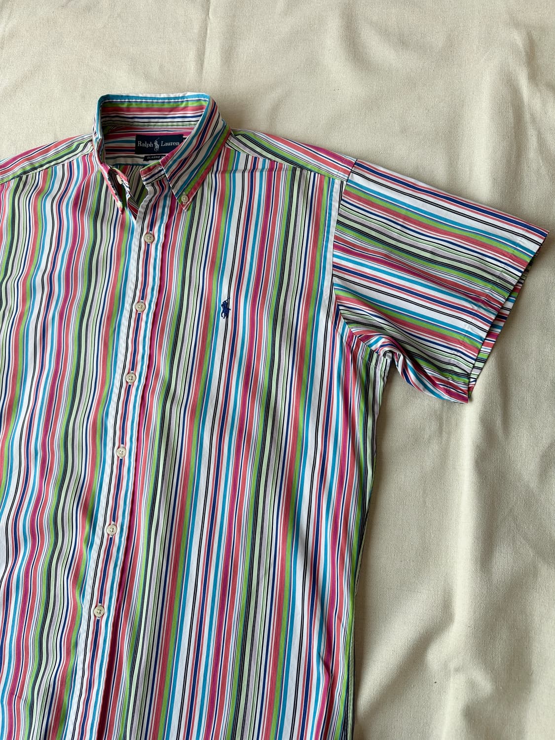 폴로 랄프로렌 멀티 스트라이프 반팔 셔츠 클래식핏 M 상품이미지4