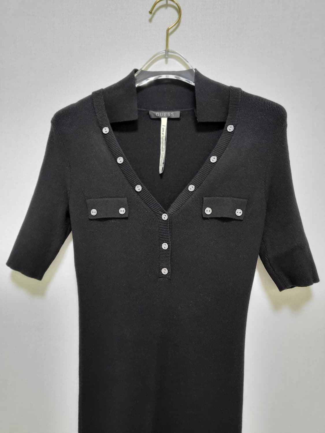 아주 부드러운 GUESS 블랙 니트 미디 원피스 S 55-날씬66 상품이미지2