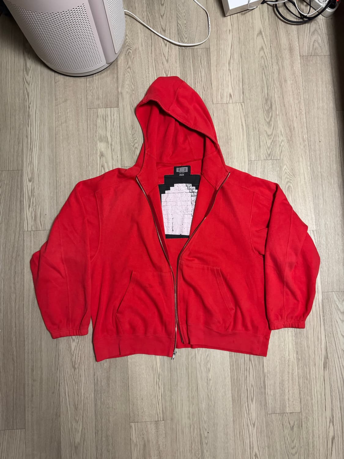 카브엠트 레드 니트 집업 자켓 후드집업 상품이미지3