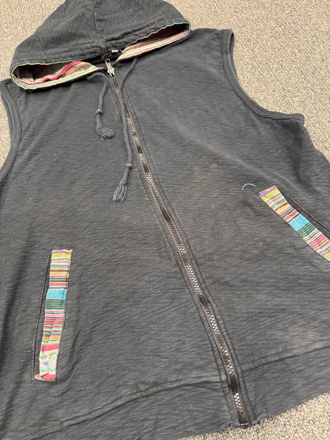 LL)Sorridere 빈티지 패턴 포인트 후드 베스트 조끼 상품이미지2