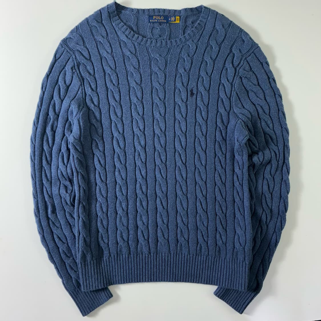 Polo  폴로 랄프로렌 신형 자수 코튼 블루 꽈배기 니트  상품이미지1
