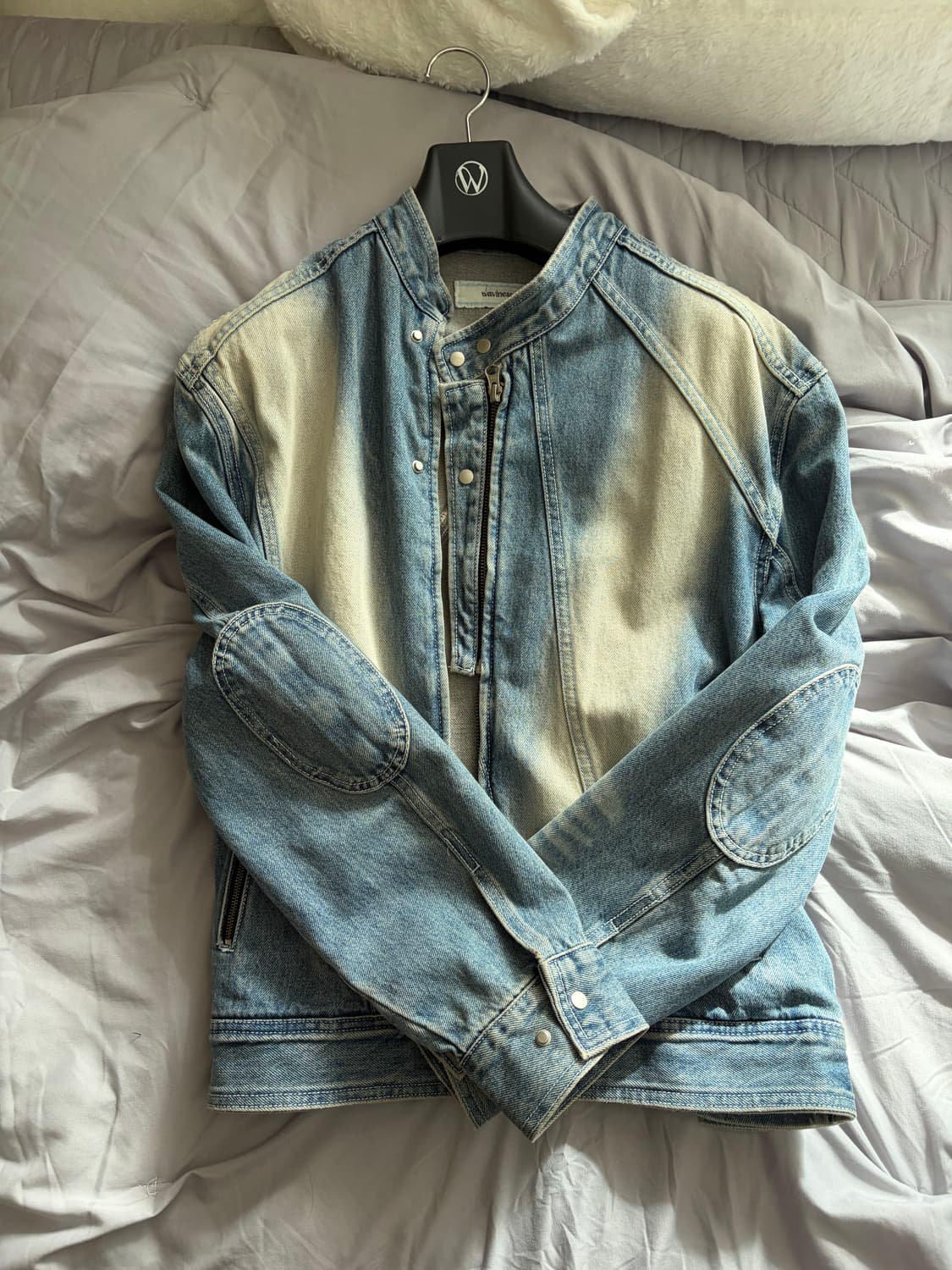 웨이비니스 오블리크 데님 레이서 자켓 1 상품이미지5
