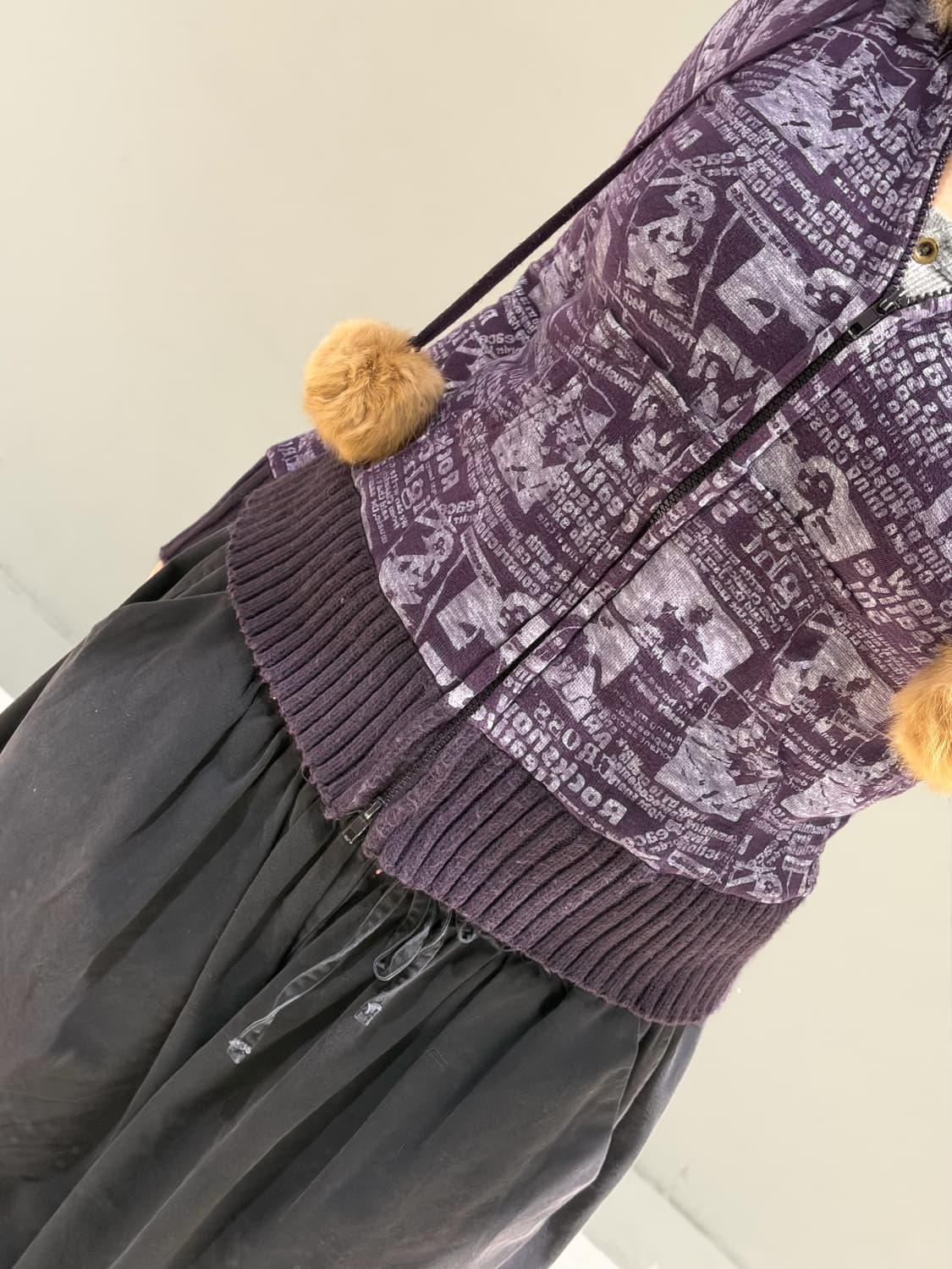 pom-pom newspaper printing hood zip-up 상품이미지4