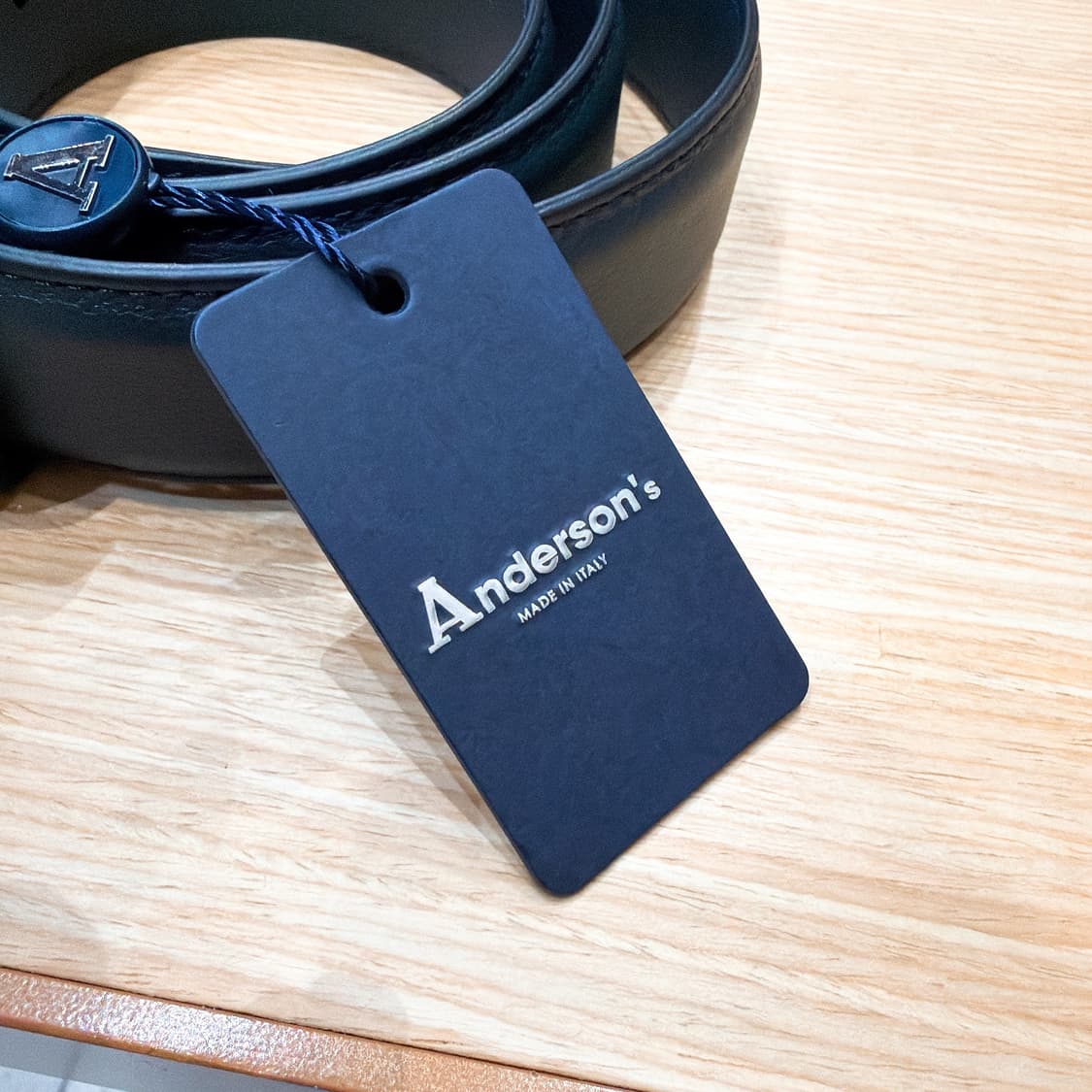 (정품/새상품) Anderson's 앤더슨즈 남성 네이비 레더 벨트 상품이미지4