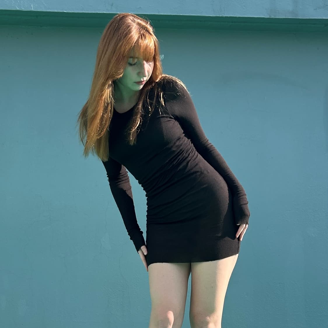 Rick Owens Ribbed Long Sleeve Mini Dress 상품이미지2