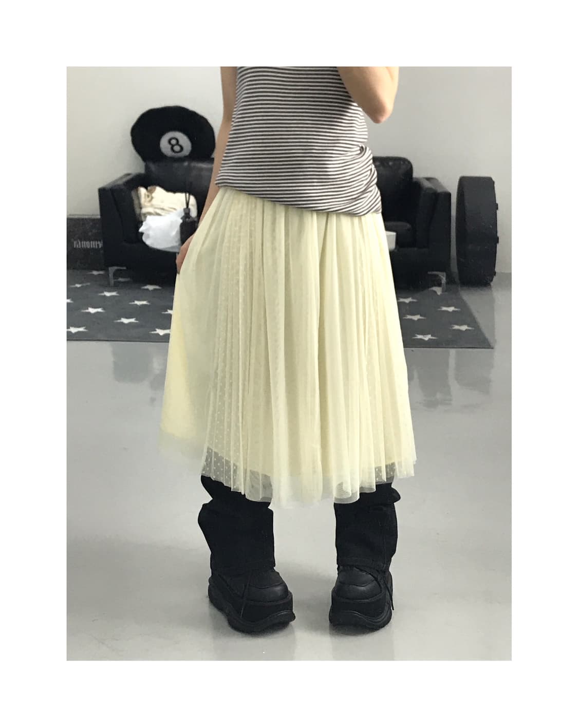 Jpn Ivory see-through midi skirt 상품이미지1