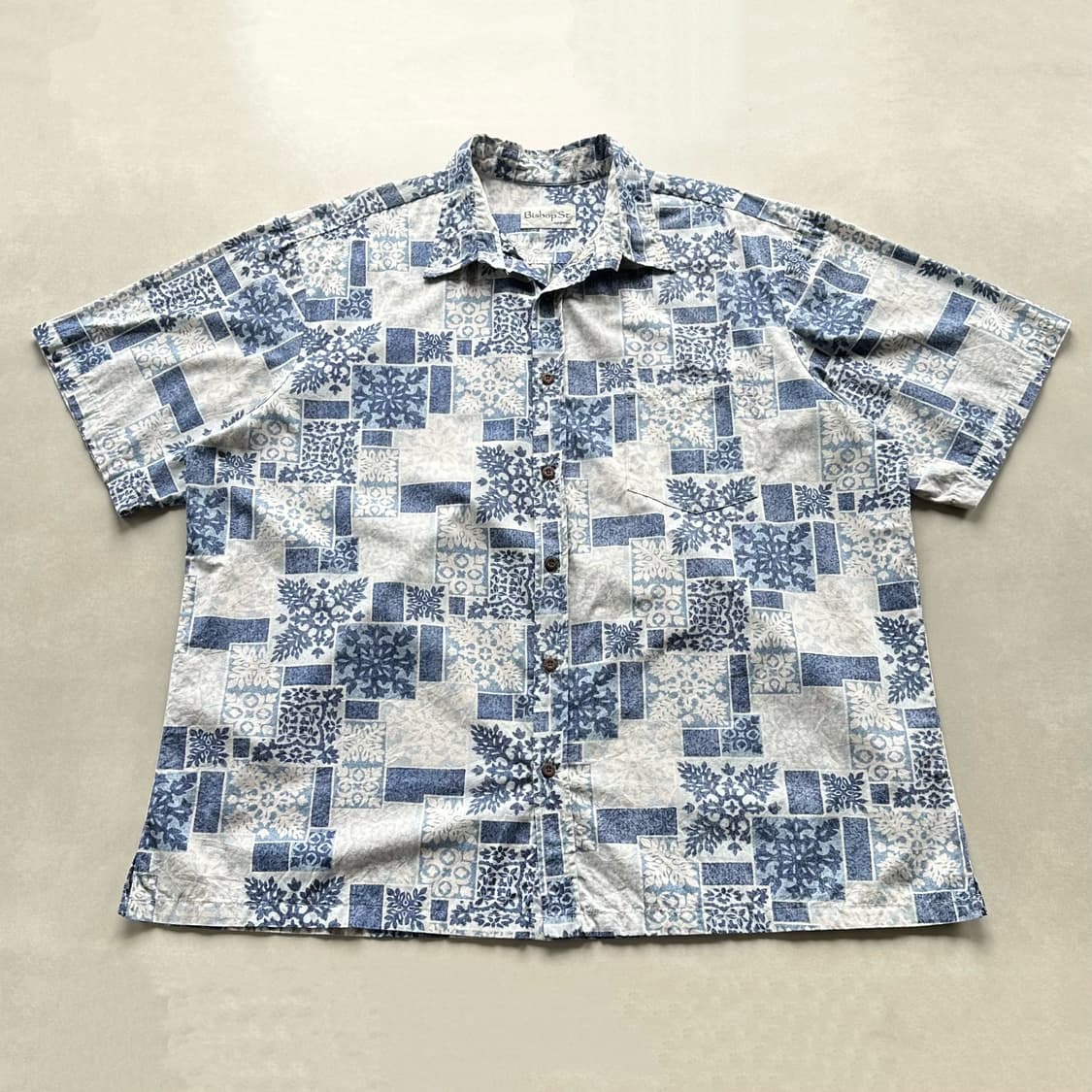 [2XL]USA 미제 오리지널 인디고 하와이안 셔츠 상품이미지1