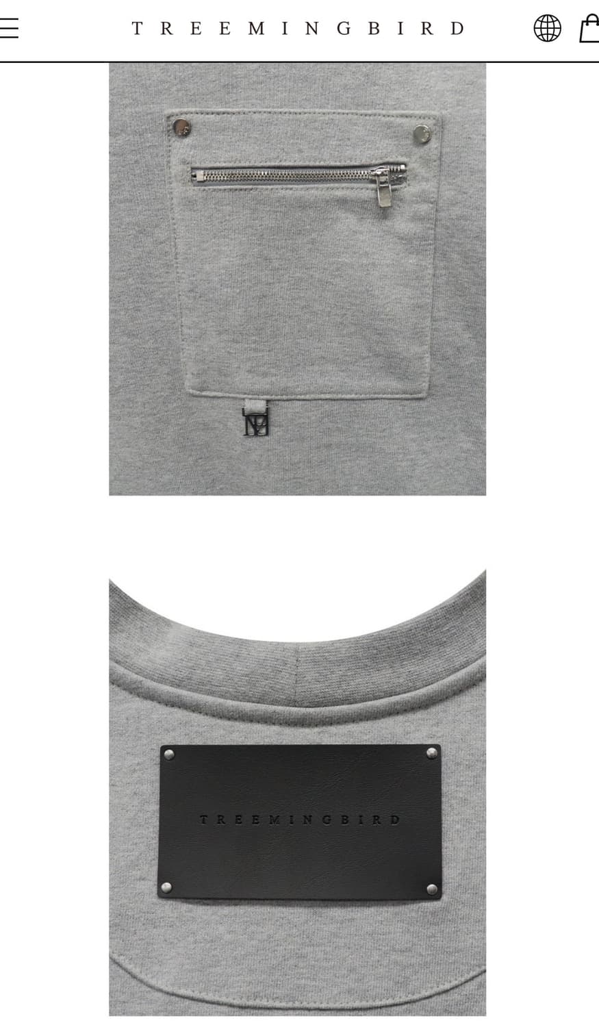 트리밍버드 멀티포켓 오버핏 스웻셔츠 맨투맨 그레이 상품이미지5
