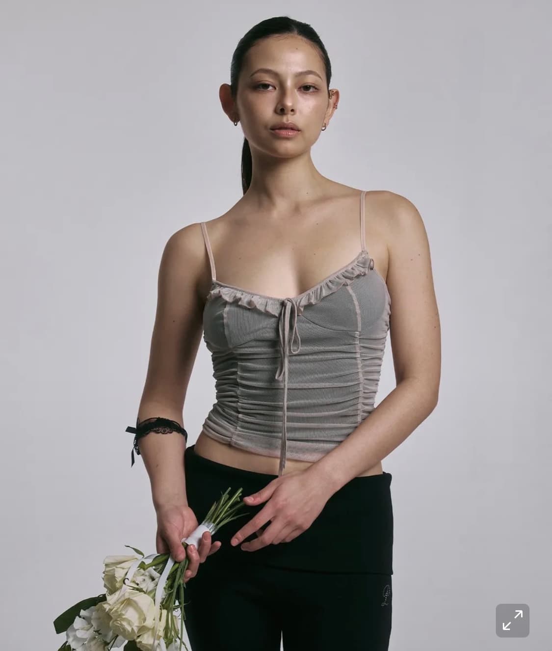 플리즈노팔로우 Lsabell Shirring Mesh Top 상품이미지1