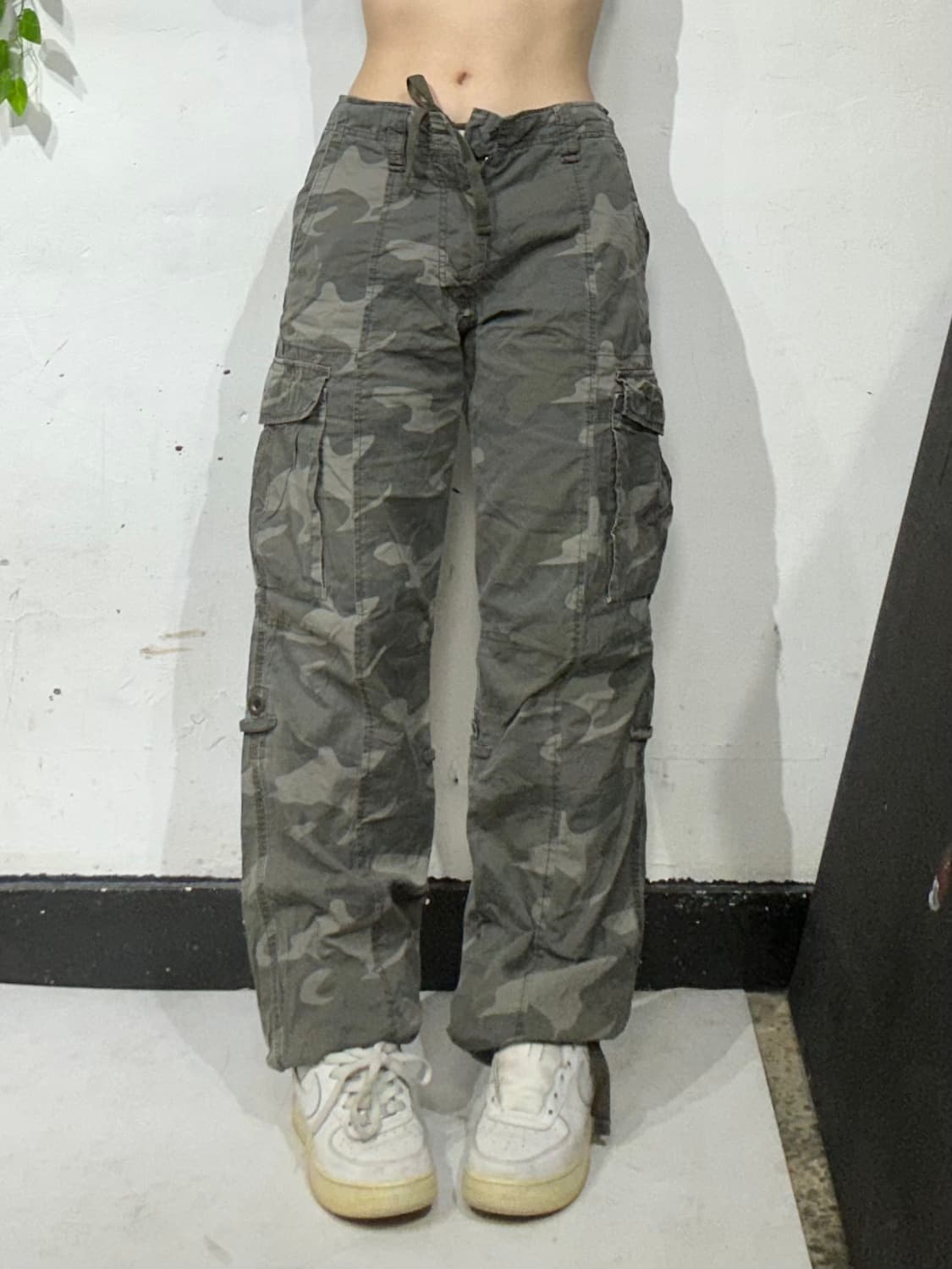 일본 빈티지 카키 와이드 카고 팬츠 밀리터리 카모 바지  상품이미지2