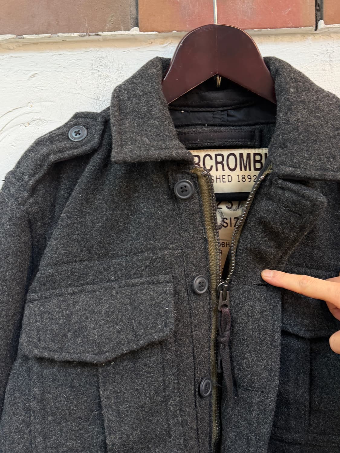 Abercrombie & Fitch 다크그레이 밀리터리 울 자켓 S 상품이미지8