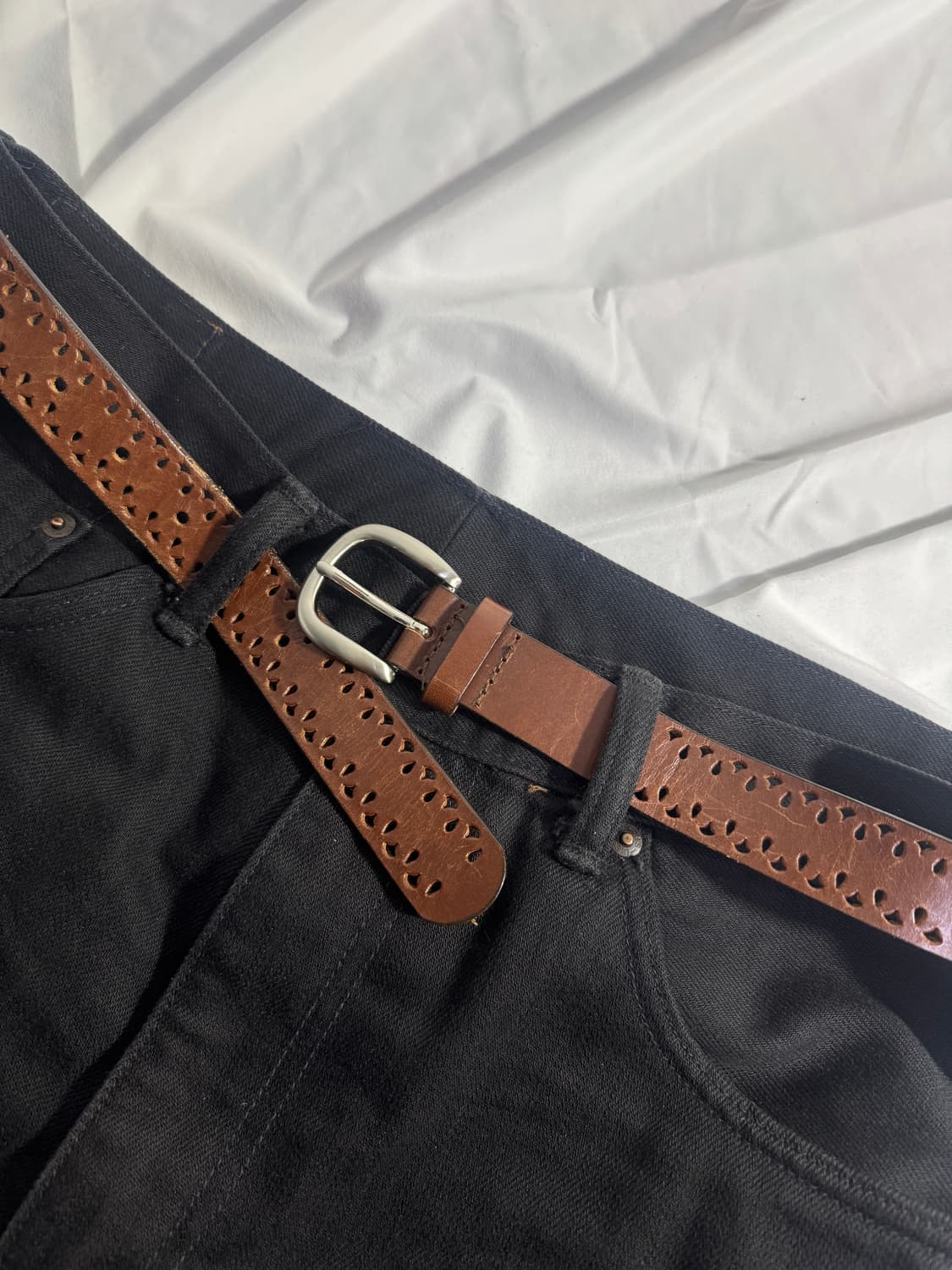 빈티지 펀칭 레더 벨트 웨스턴 상품이미지3