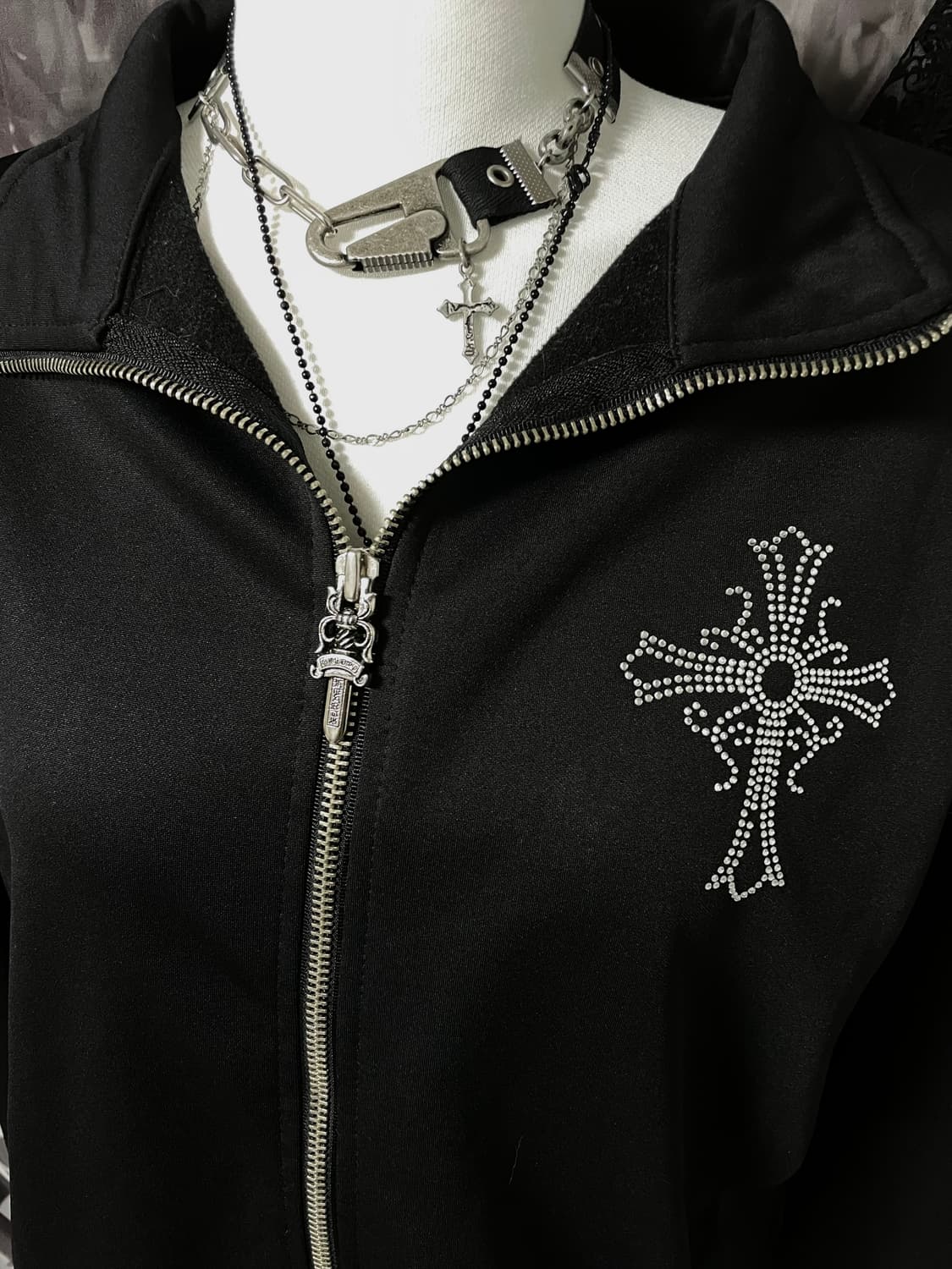 크롬하츠깔 Y2k 빈티지 핫픽스 집업 져지 십자가 크로스고스펑크고스오즈온 상품이미지3