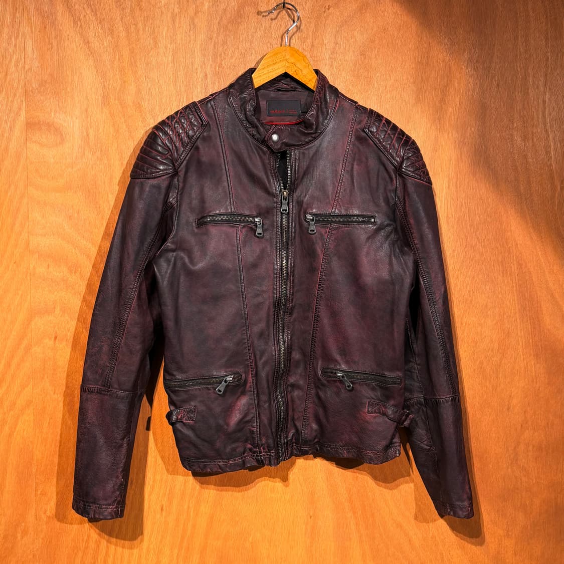 AUTARK 버건디 램스킨 라이더 자켓 L 양가죽 상품이미지1